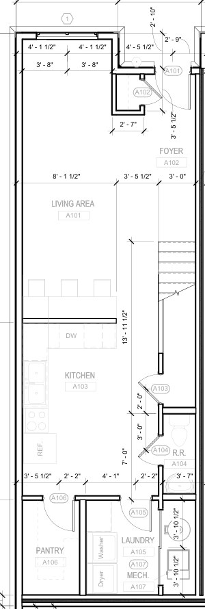 Building A end-unit first-floor architectural plan excerpt from the June 3, 2024 drawings